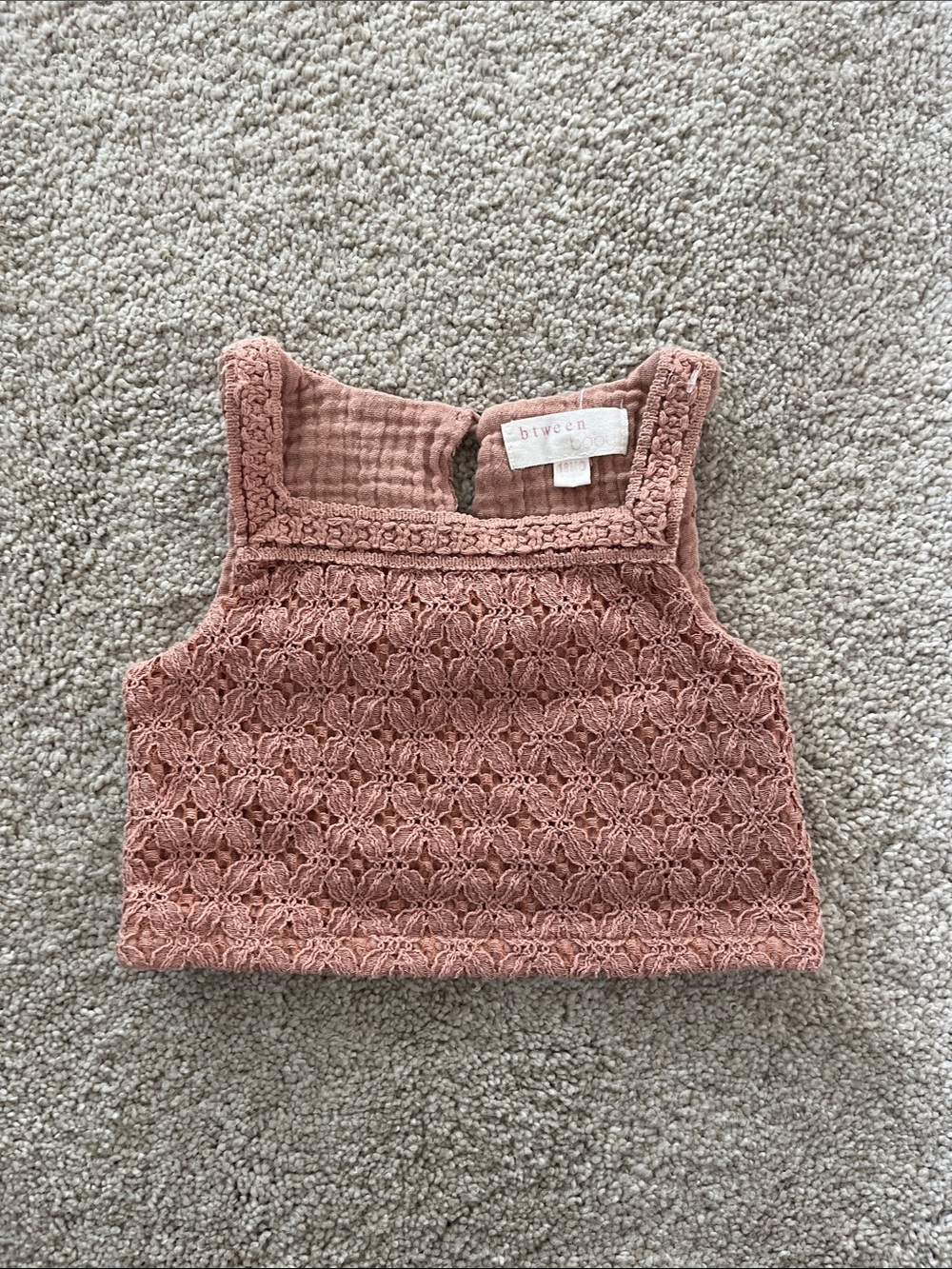 Btween Baby Dusty Rose Crochet Lace Tank Top